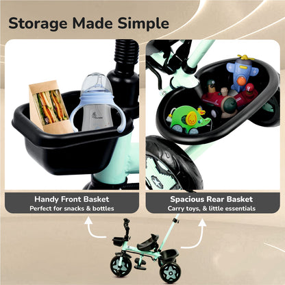 Tiny Toes R20 Ace Baby Tricycle – Smart Plug & Play Trike with Parental Control & EVA Wheels - Aqua Blue
