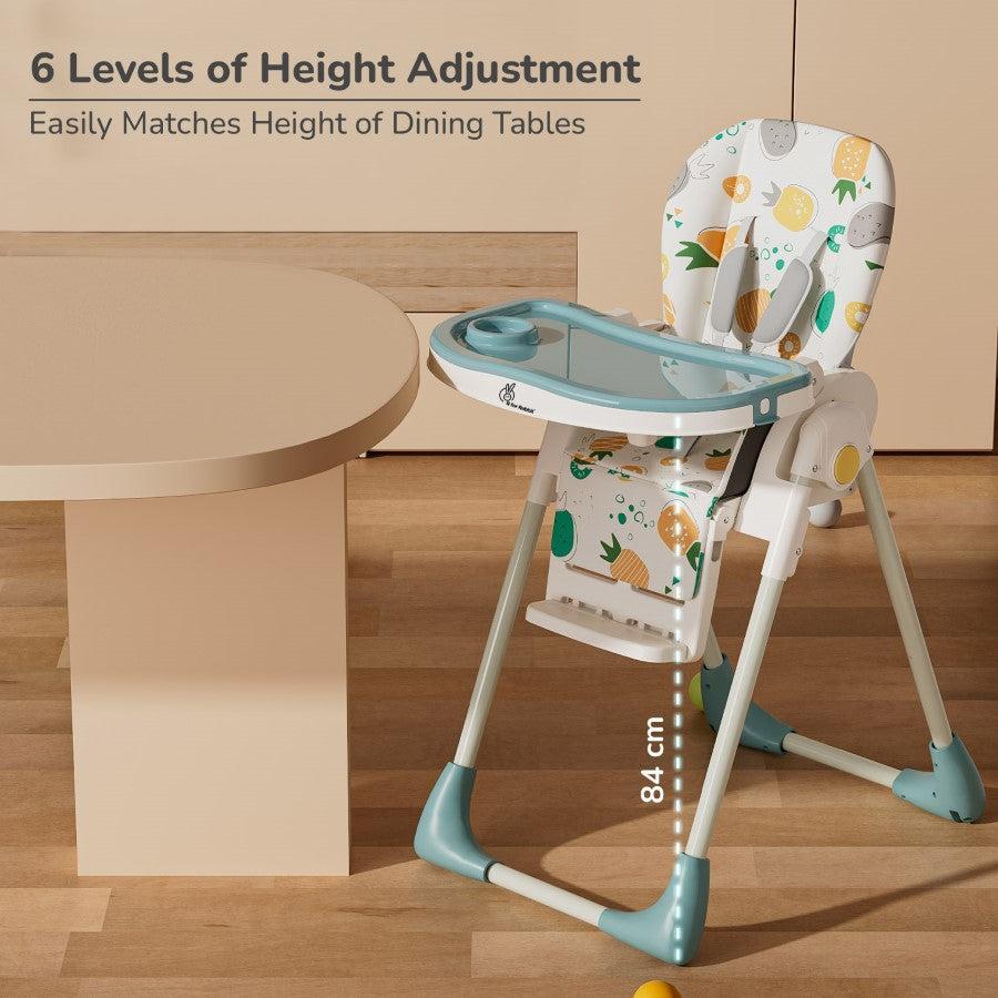 Marshmallow Lite High Chair - 6 Level Height Adjustment, 3 Recline Modes, Adjustable & Removable Meal Tray - Aqua Pine