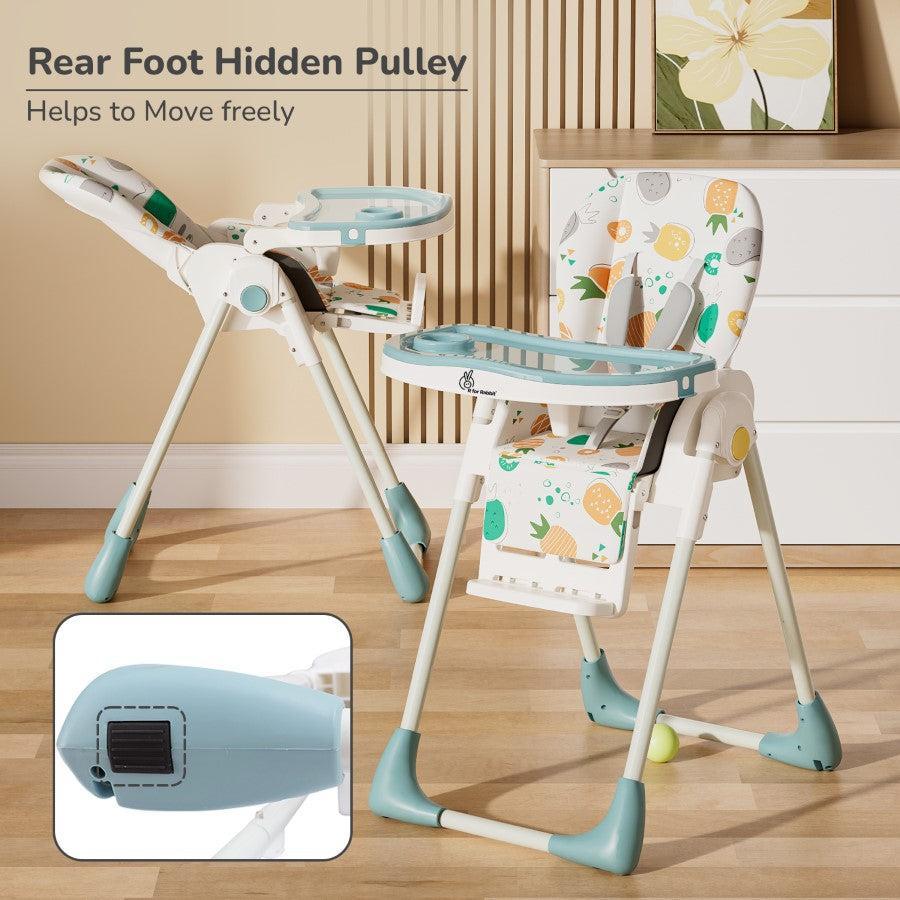 Marshmallow Lite High Chair - 6 Level Height Adjustment, 3 Recline Modes, Adjustable & Removable Meal Tray - Aqua Pine