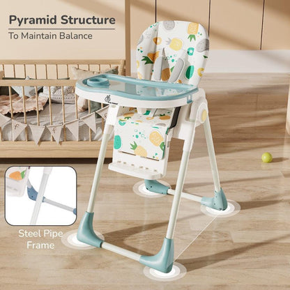 Marshmallow Lite High Chair - 6 Level Height Adjustment, 3 Recline Modes, Adjustable & Removable Meal Tray - Aqua Pine