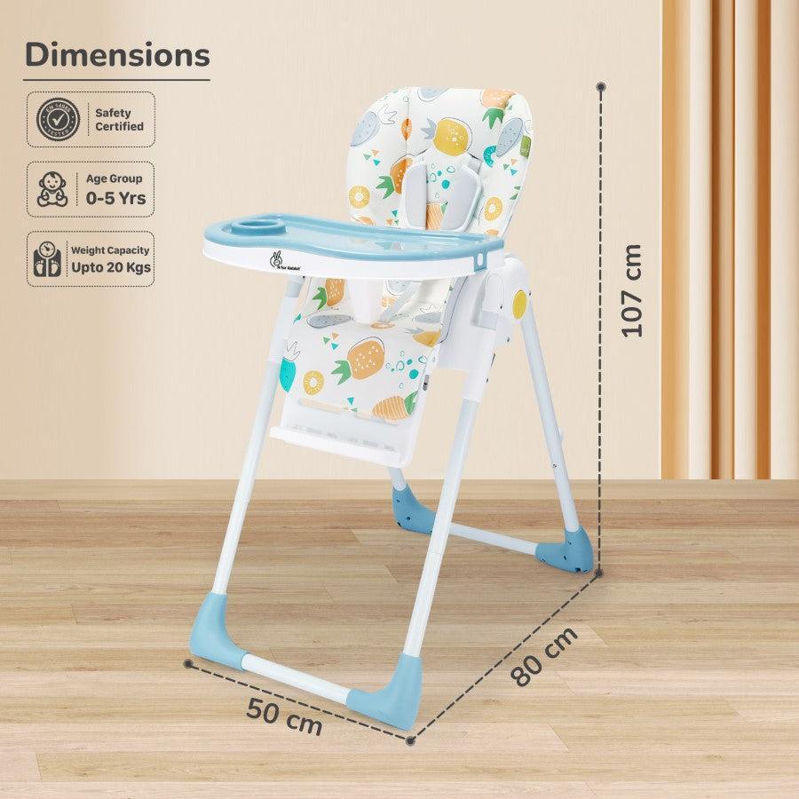 Marshmallow Lite High Chair - 6 Level Height Adjustment, 3 Recline Modes, Adjustable & Removable Meal Tray - Aqua Pine