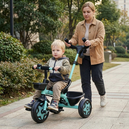 Tiny Toes R20 Ace Baby Tricycle – Smart Plug & Play Trike with Parental Control & EVA Wheels - Aqua Blue