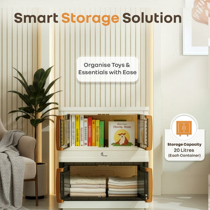 Kiddo Korner Pod Kids Storage Organizer Set of 2 – 20L Each - Beige Brown
