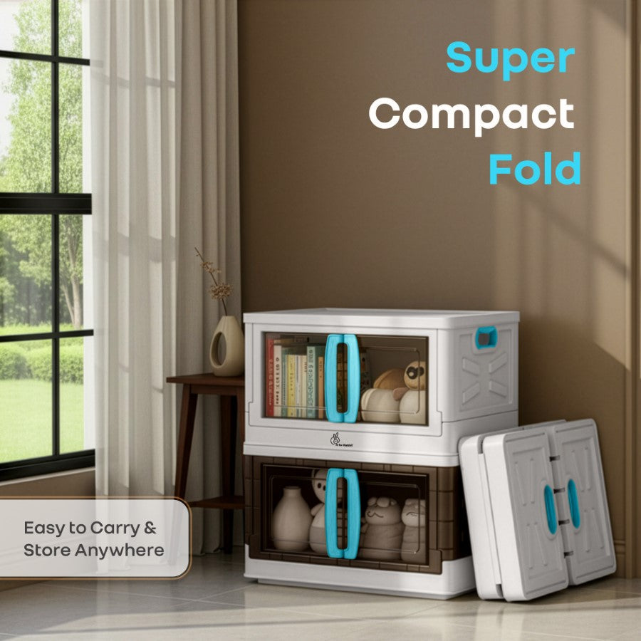 Kiddo Korner Pod Kids Storage Organizer Set of 2 – 20L Each - White Blue