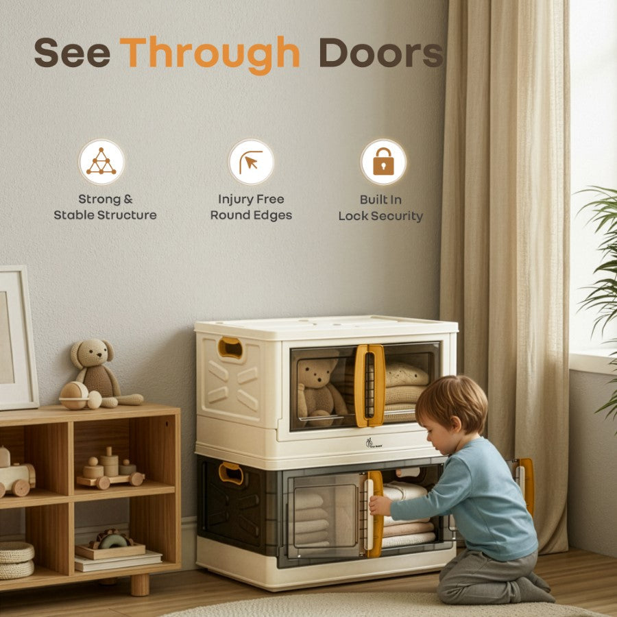 Kiddo Korner Pod Kids Storage Organizer Set of 2 – 20L Each - Beige Brown