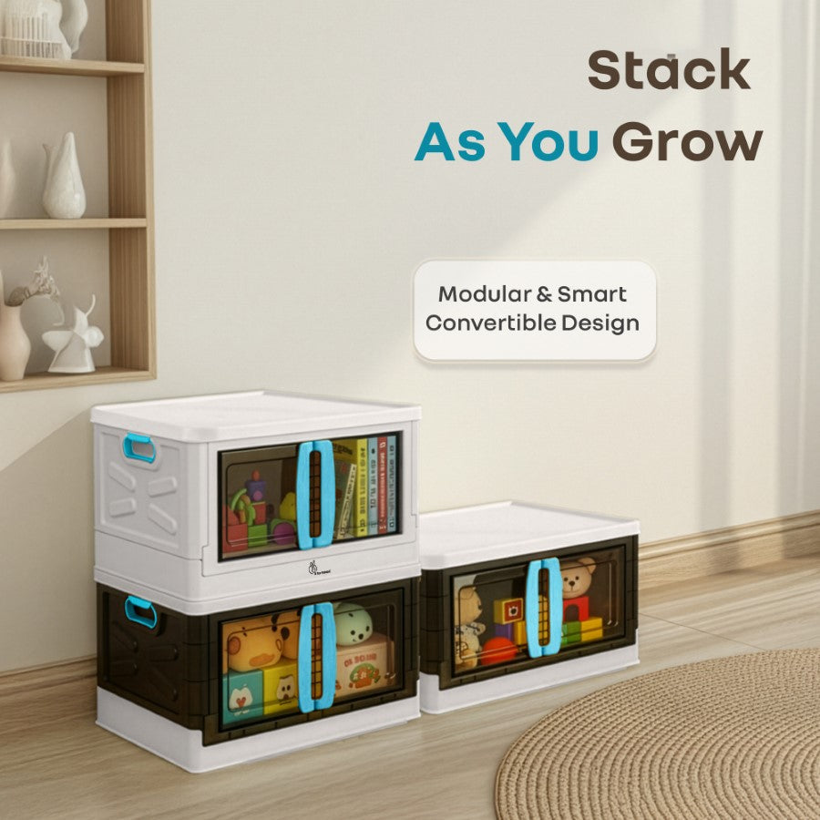 Kiddo Korner Pod Kids Storage Organizer Set of 2 – 20L Each - White Blue