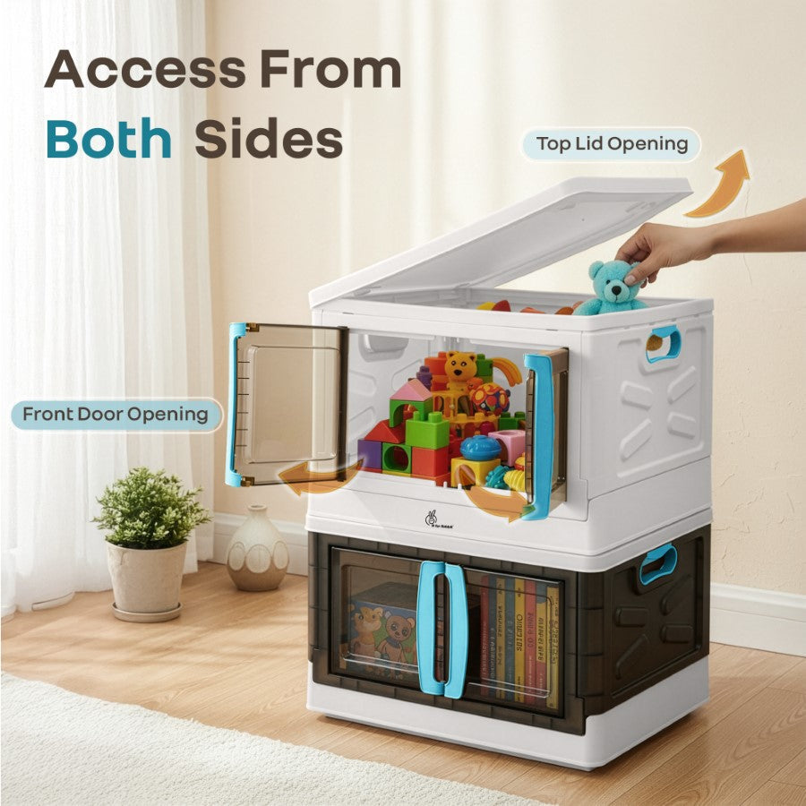Kiddo Korner Pod Kids Storage Organizer Set of 2 – 20L Each - White Blue