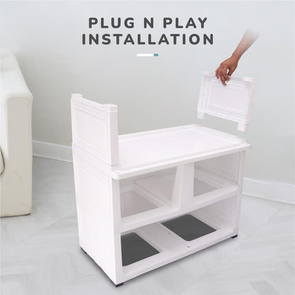 Kiddo Korner Stellar Storage Organizer Cupboard For Kids With Rustproof Stainless Steel Rods - Astro White