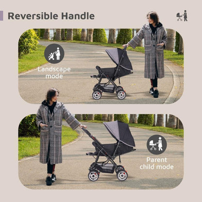 Lollipop Lite Stroller Travel Friendly, Easy To Fold, Reversible Handle, Wheel Lock, Adjustable Leg Rest - Black Stripes