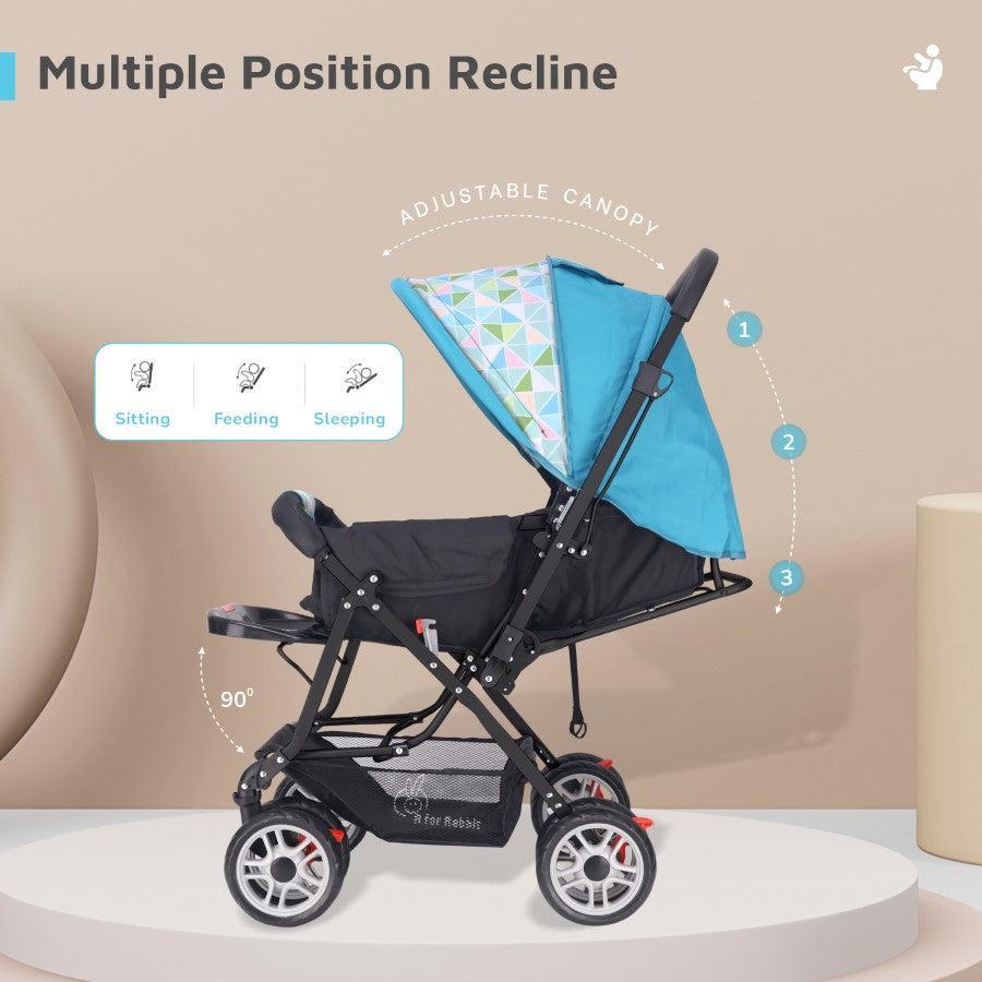 Lollipop Lite Stroller Travel Friendly, Easy To Fold, Reversible Handle, Wheel Lock, Adjustable Leg Rest - Blue Abstract