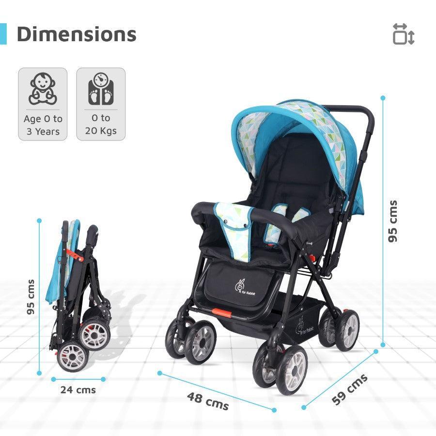 Lollipop Lite Stroller Travel Friendly, Easy To Fold, Reversible Handle, Wheel Lock, Adjustable Leg Rest - Blue Abstract
