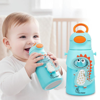 Steebo Zoobie Stainless Steel Sipper Feeding Bottle for Kids 550ml - Blue Dino