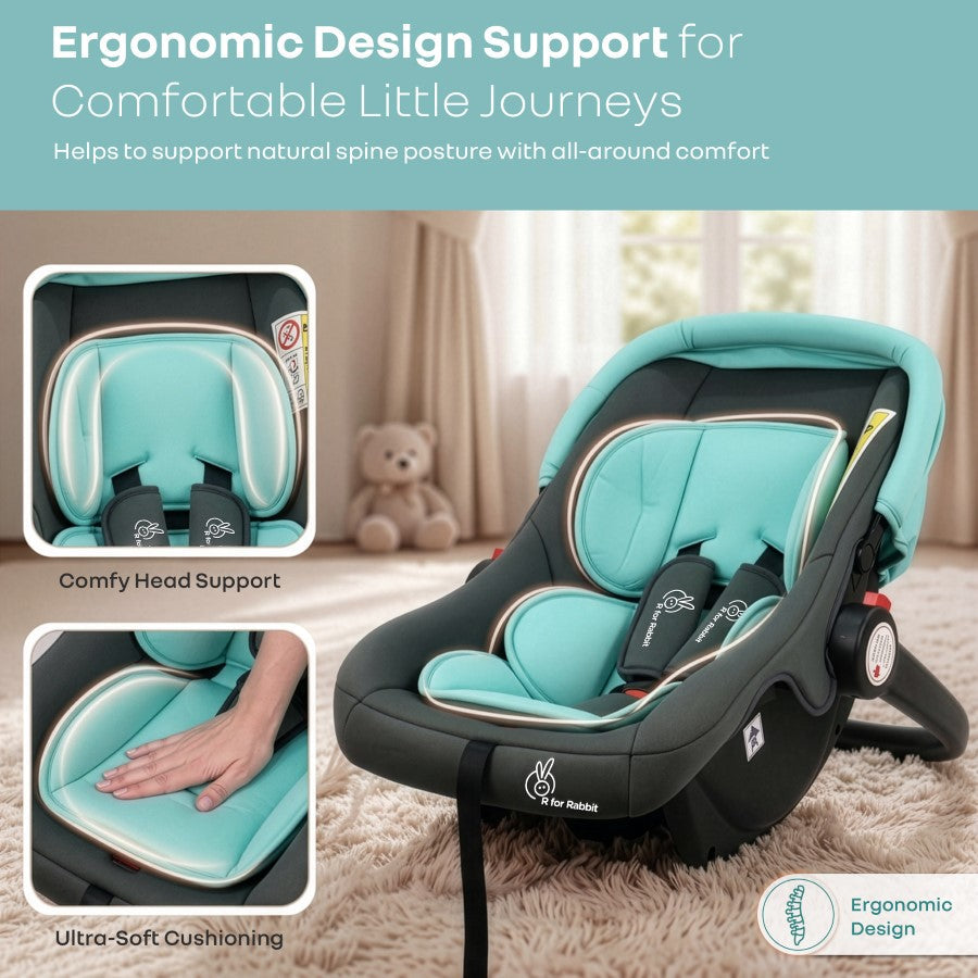 Picaboo 4 In 1 Multipurpose Baby Carry Cot Cum Car Seat With Safety Belt - Blue Grey