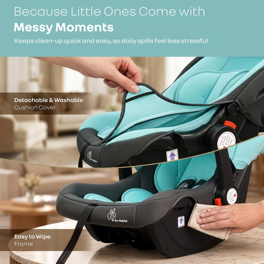 Picaboo 4 In 1 Multipurpose Baby Carry Cot Cum Car Seat With Safety Belt - Blue Grey