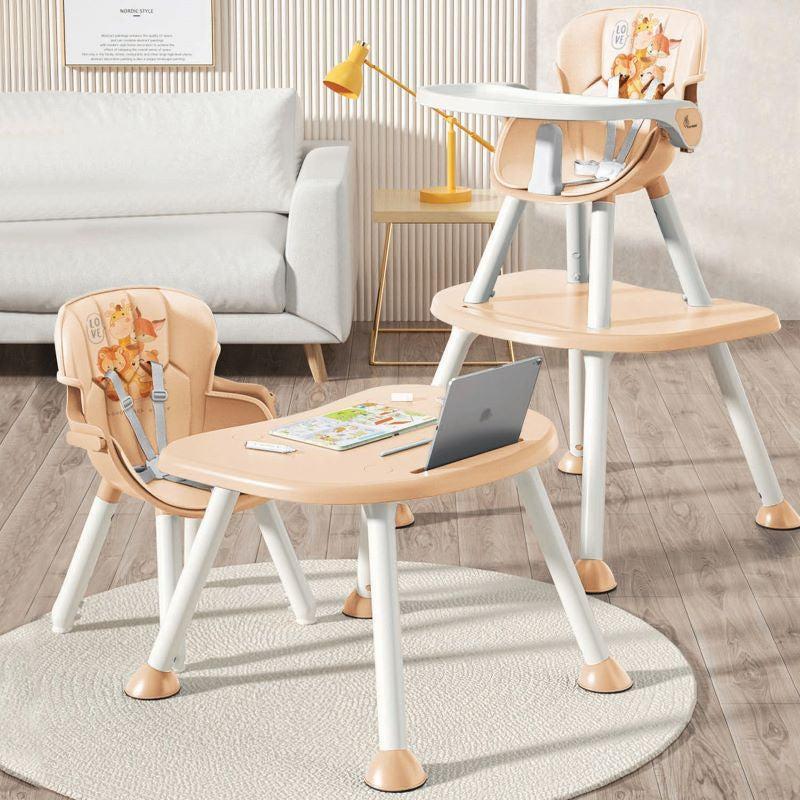 Cherry Berry Safari Baby High Chair, 3 in 1 Convertible High Chair Cum Kids Study Table - Beige