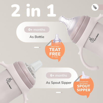 Steebo Fusion Spout Cup Stainless Steel Bottle For Kids, 270ml Leak Proof - Beige