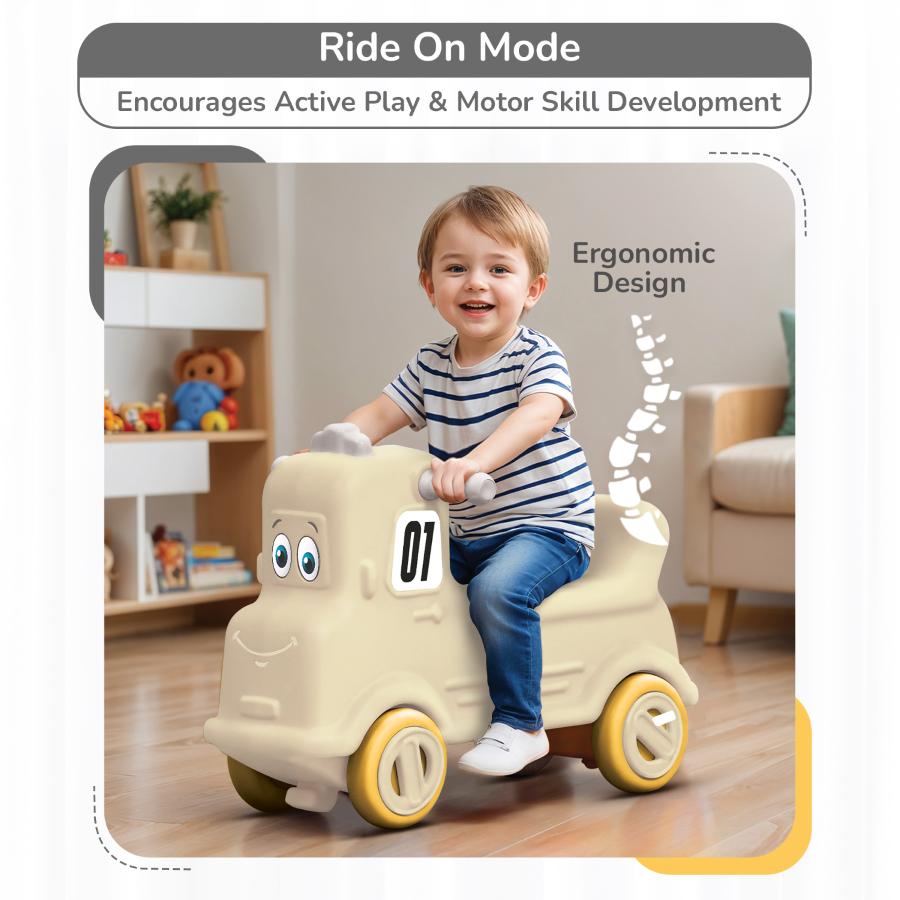 Rock N Ride 3-in-1 Balance Board, Ride On & Rocker for Kids (1-4 Years) - Beige Grey