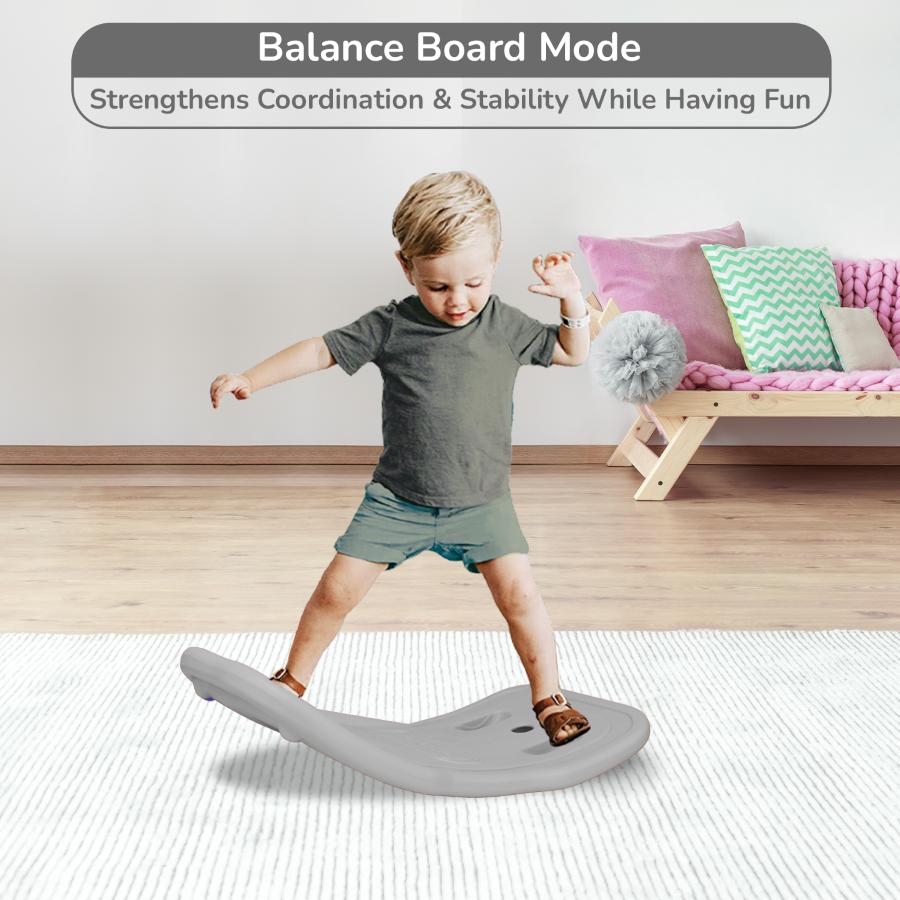 Rock N Ride 3-in-1 Balance Board, Ride On & Rocker for Kids (1-4 Years) - Beige Grey