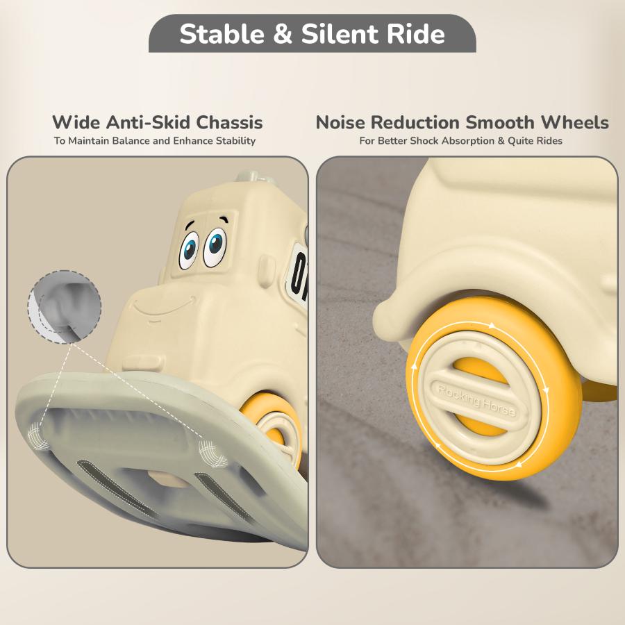 Rock N Ride 3-in-1 Balance Board, Ride On & Rocker for Kids (1-4 Years) - Beige Grey