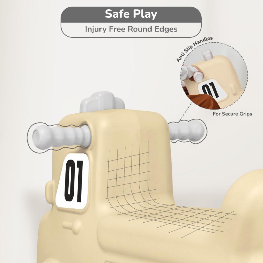 Rock N Ride 3-in-1 Balance Board, Ride On & Rocker for Kids (1-4 Years) - Beige Grey