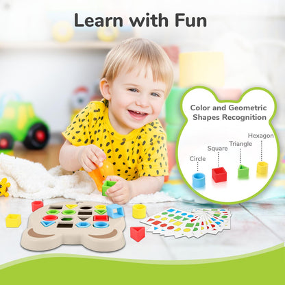 Orapple Match N Learn Baby Educational Toy with BIS Certified Shape Sorter for Baby Fine Motor Skills & Brain Development - Beige Multi