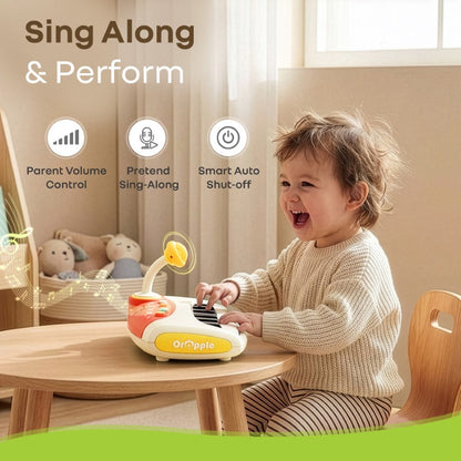 Orapple Funtunes Piano Musical Toy for Kids with Lights, Record & Play Function, 5-Level Volume Control & BIS Certified Safety (12+ Months) - Beige Multi