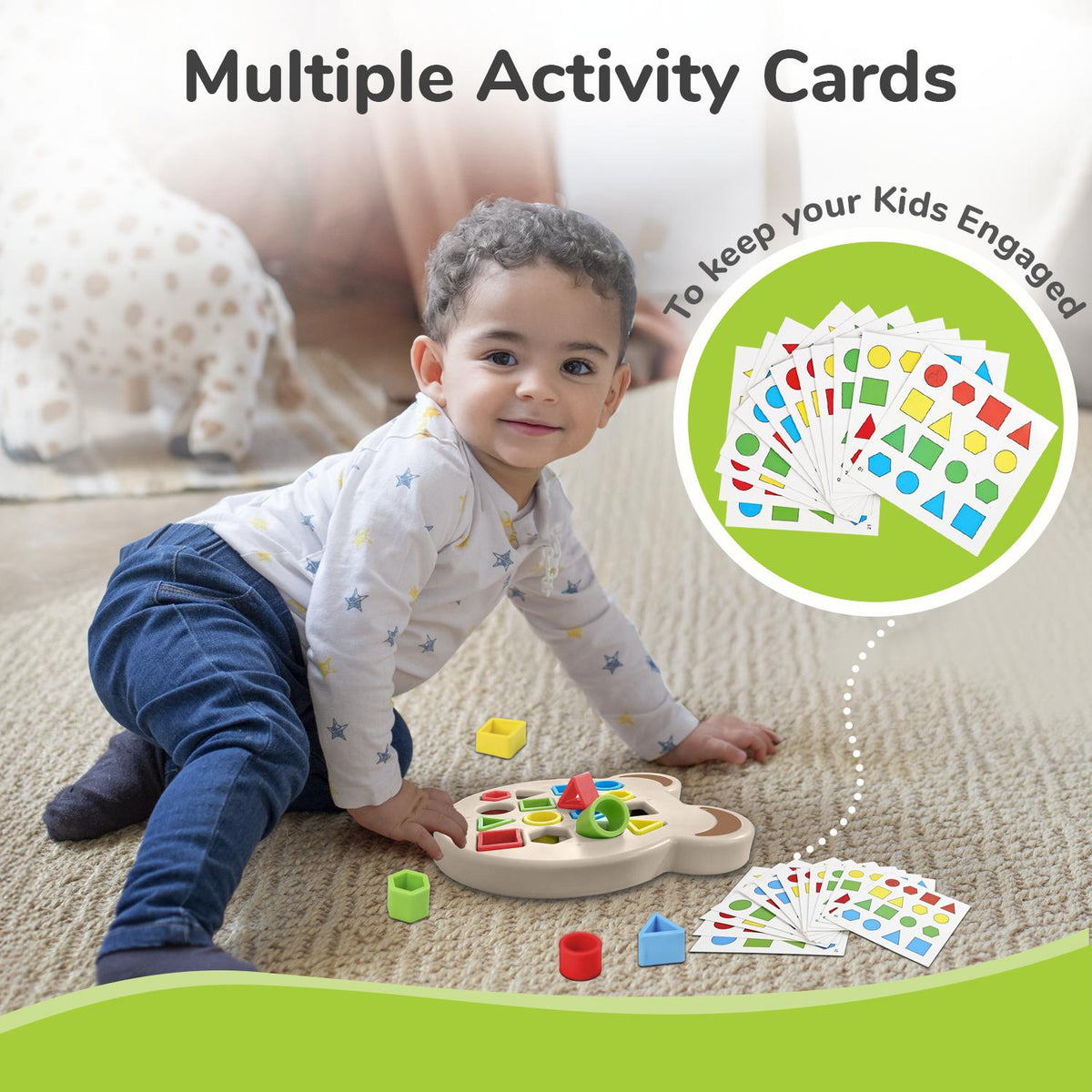 Orapple Match N Learn Baby Educational Toy with BIS Certified Shape Sorter for Baby Fine Motor Skills & Brain Development - Beige Multi