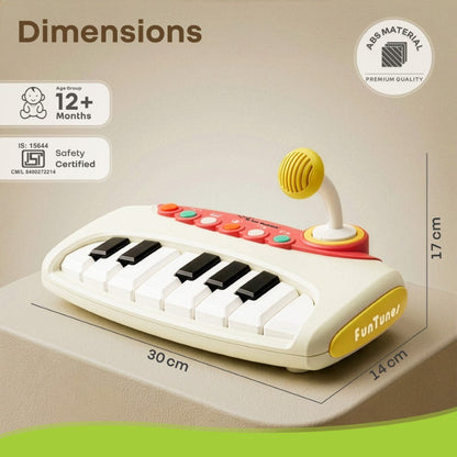 Orapple Funtunes Piano Musical Toy for Kids with Lights, Record & Play Function, 5-Level Volume Control & BIS Certified Safety (12+ Months) - Beige Multi