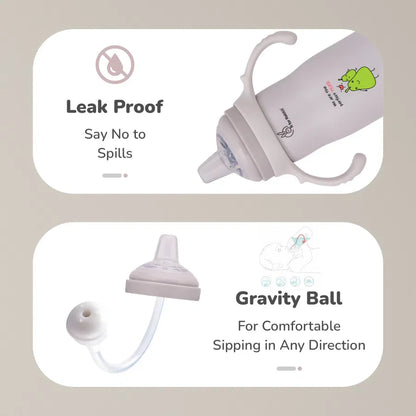 Steebo Fusion Spout Cup Stainless Steel Bottle For Kids, 270ml Leak Proof - Beige Pear