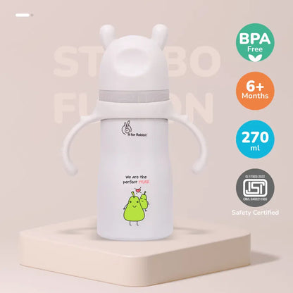 Steebo Fusion Spout Cup Stainless Steel Bottle For Kids, 270ml Leak Proof - Beige Pear