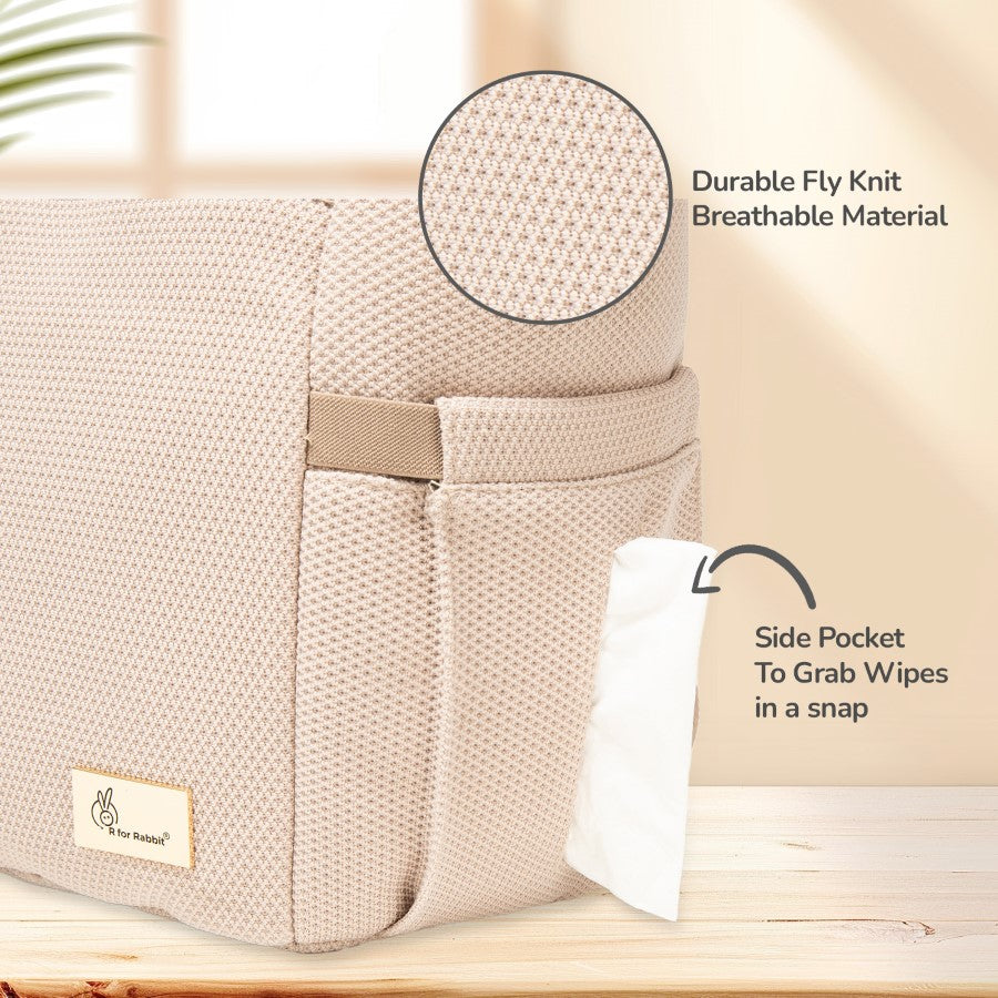 Caramello Tote Multi Purpose Diaper Bag With Spacious Storage - Beige