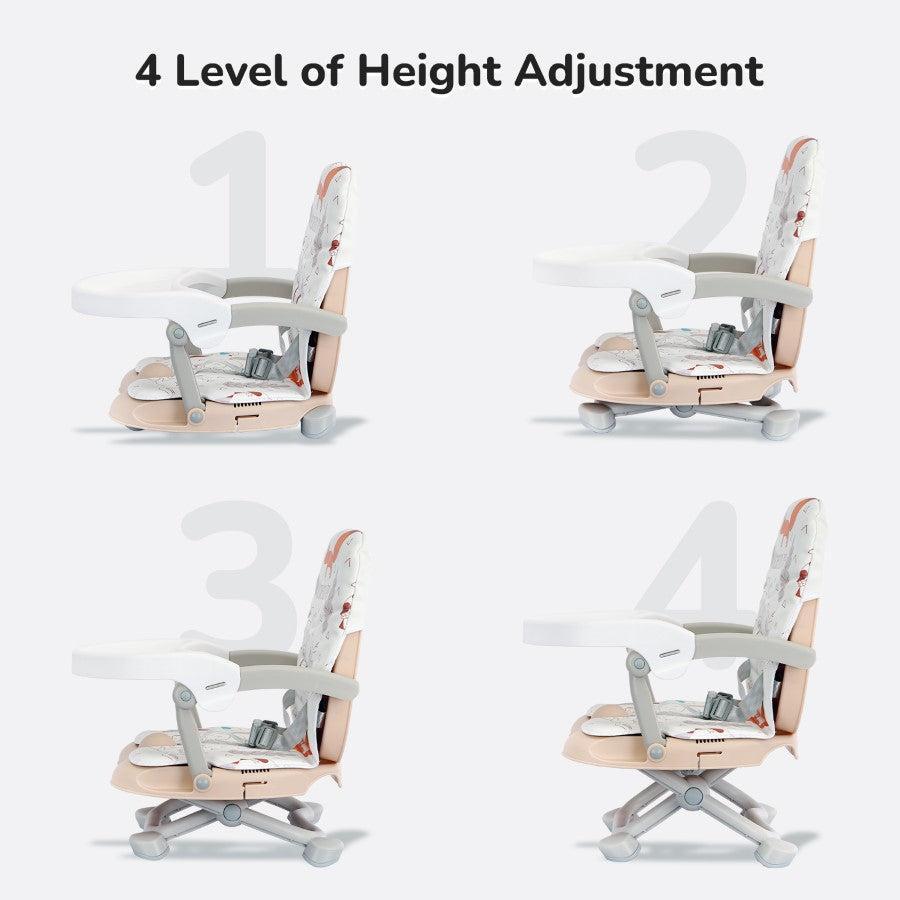 Candy Pop Booster Chair - 4 Level Height Adjustment, Light Weight, Travel Friendly - Beige