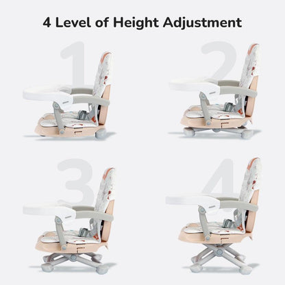 Candy Pop Booster Chair - 4 Level Height Adjustment, Light Weight, Travel Friendly - Beige