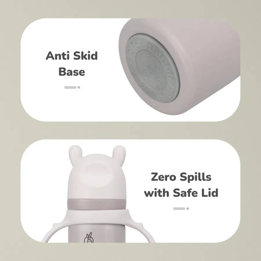 Steebo Fusion Spout Cup Stainless Steel Bottle For Kids, 270ml Leak Proof - Beige
