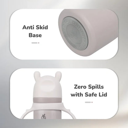 Steebo Tiny Tales 2 in 1 Spout and Straw Sipper Stainless Steel Bottle For Kids 270ml - Beige