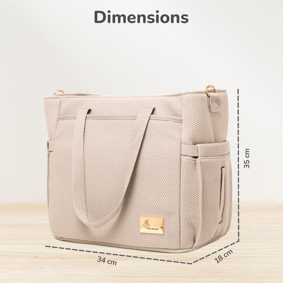 Caramello Tote Multi Purpose Diaper Bag With Spacious Storage - Beige