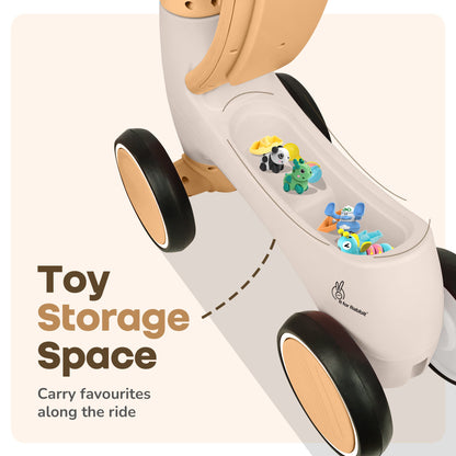 Speedster Glider Baby Ride On Car – Fun Push Ride with Music, LED Lights, Toy Storage & EVA Wheels - Beige