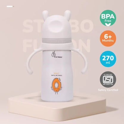 Steebo Fusion Spout Cup Stainless Steel Bottle For Kids, 270ml Leak Proof - Beige
