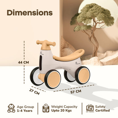 Speedster Glider Baby Ride On Car – Fun Push Ride with Music, LED Lights, Toy Storage & EVA Wheels - Beige