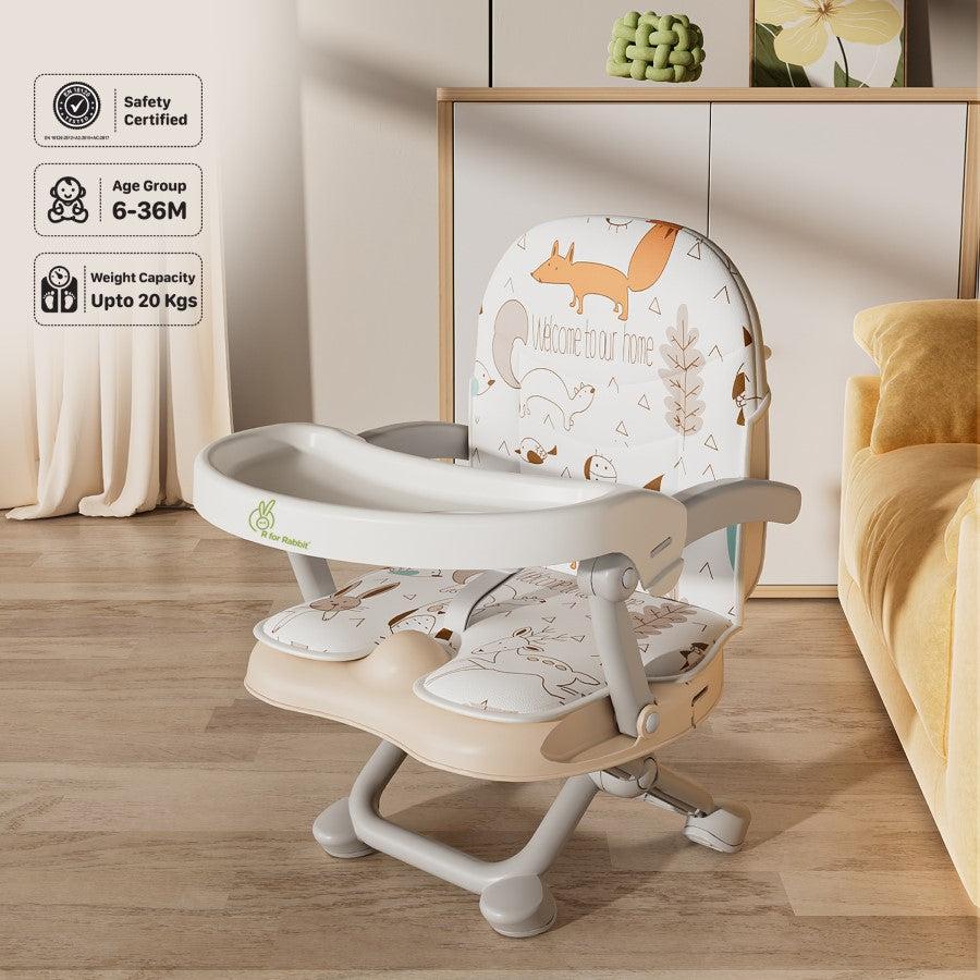 Candy Pop Booster Chair - 4 Level Height Adjustment, Light Weight, Travel Friendly - Beige