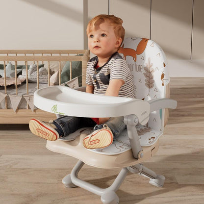 Candy Pop Booster Chair - 4 Level Height Adjustment, Light Weight, Travel Friendly - Beige