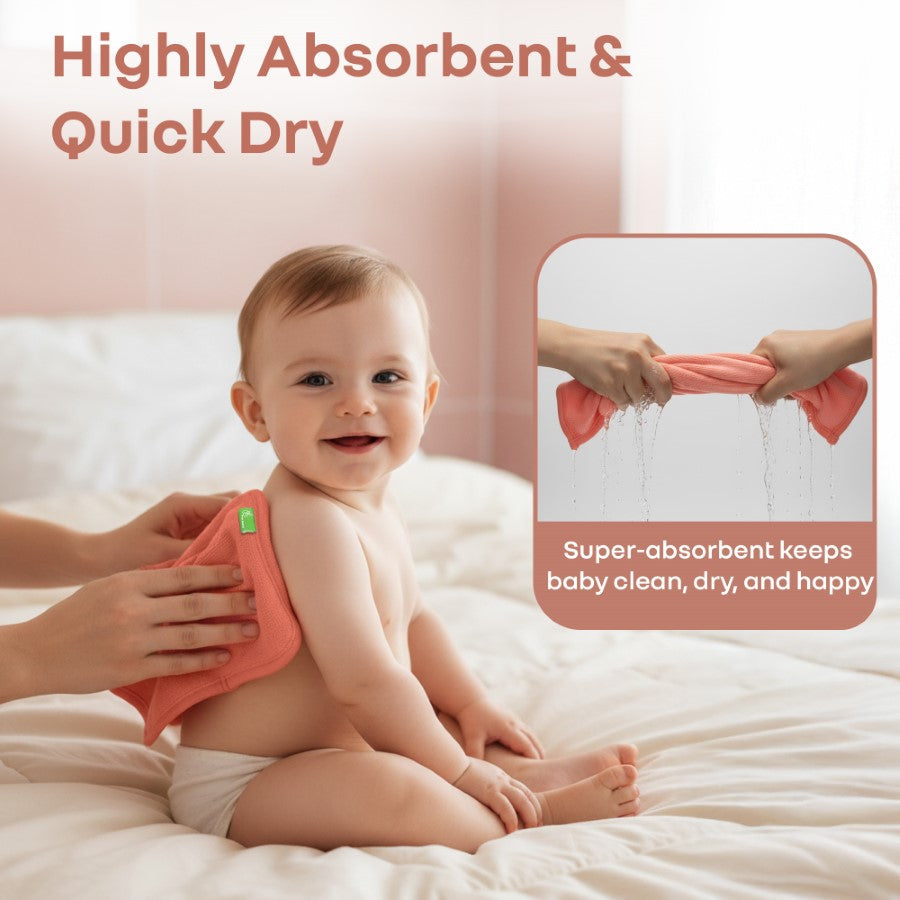 Softkins Washcloth - Ultra-Soft Cotton Baby Washcloth (Pack of 6) - Berry Pink