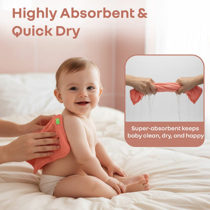 Softkins Washcloth - Ultra-Soft Cotton Baby Washcloth (Pack of 6) - Berry Pink