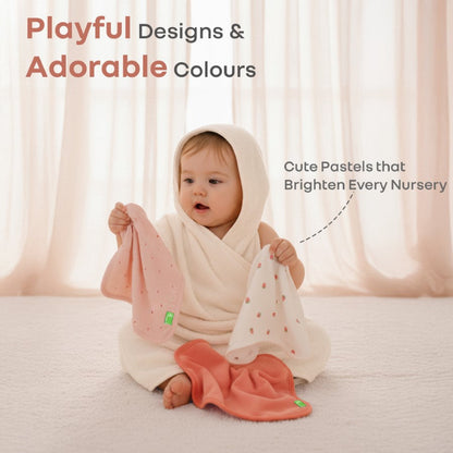 Softkins Washcloth - Ultra-Soft Cotton Baby Washcloth (Pack of 6) - Berry Pink