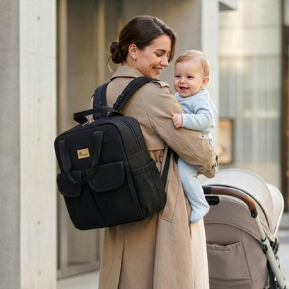 Caramello Breezy Premium Material Diaper Bag For New Moms - Black