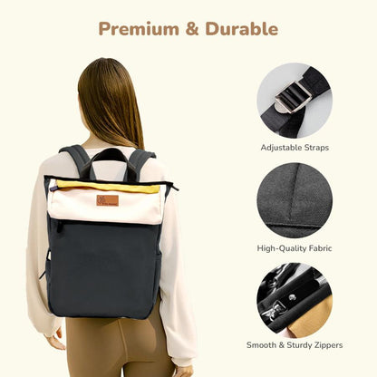 Caramello Daisy 2-in-1 Multipurpose Diaper Bag for Parents - Black Cream