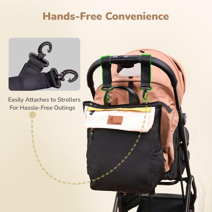 Caramello Daisy 2-in-1 Multipurpose Diaper Bag for Parents - Black Cream