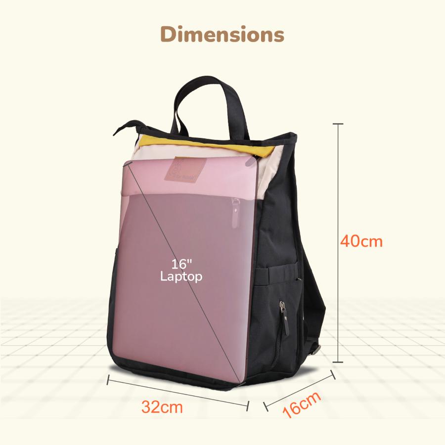 Caramello Daisy 2-in-1 Multipurpose Diaper Bag for Parents - Black Cream