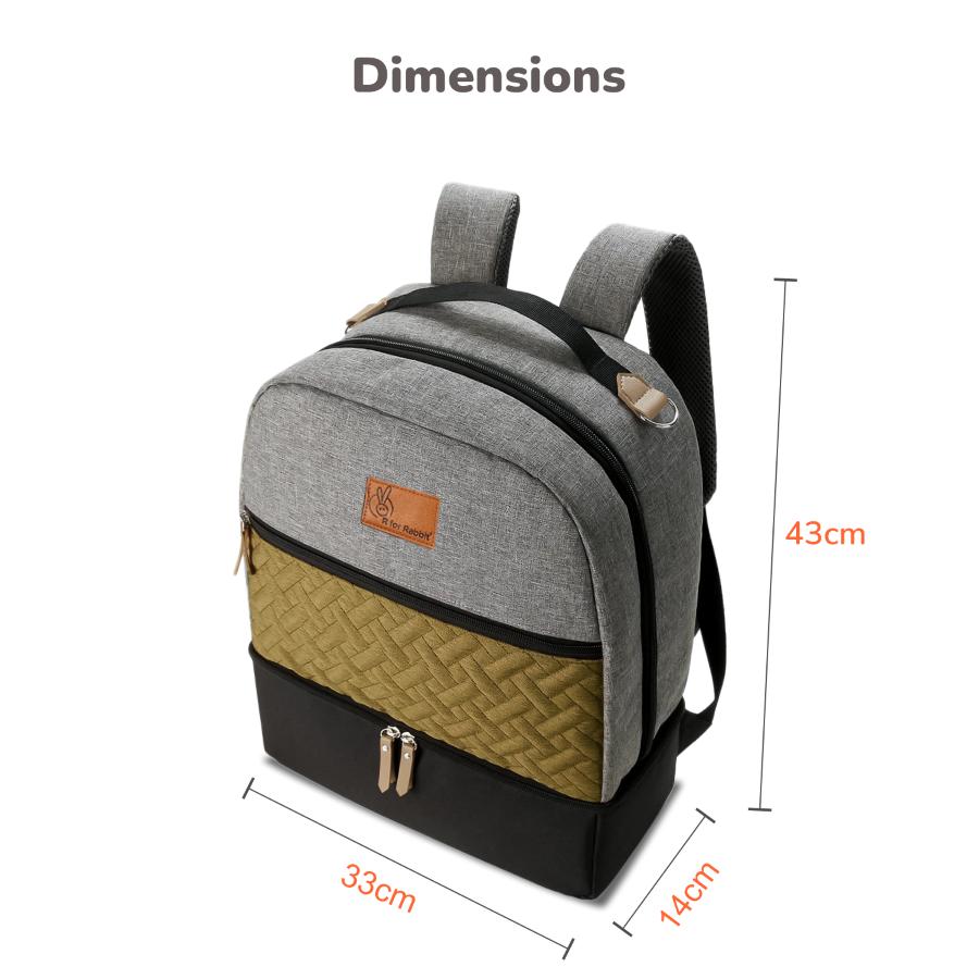 Caramello Truffle – Large Capacity Diaper Bag with Stroller Attachment - Black Mustard