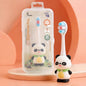 Tiny Smiles Panda Kids Toothbrush, Ultra Soft PBT Bristles Brush, BPA Free, Self-Standing with Travel Case - Black